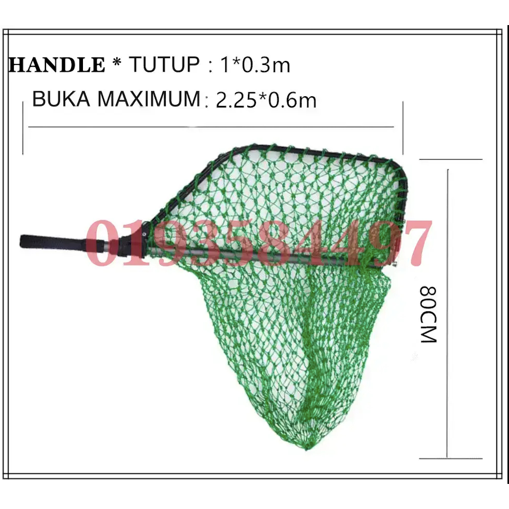 Sauk Besar Aluminum Alloy Tangguk ikan Landing sauk kolam MAX LOAD-25KG ...