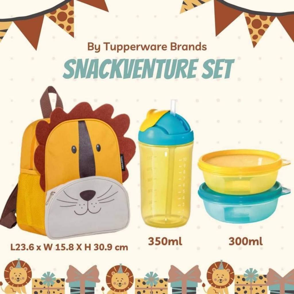 TUPPERWARE SnackVenture Set / Backpack Lion TWINKLE SNACK CUP KID 60ml ...
