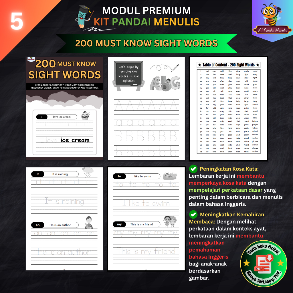 [Softcopy/PDF] 12 Modul Premium Kit Pandai Menulis Lembaran Kerja Untuk ...