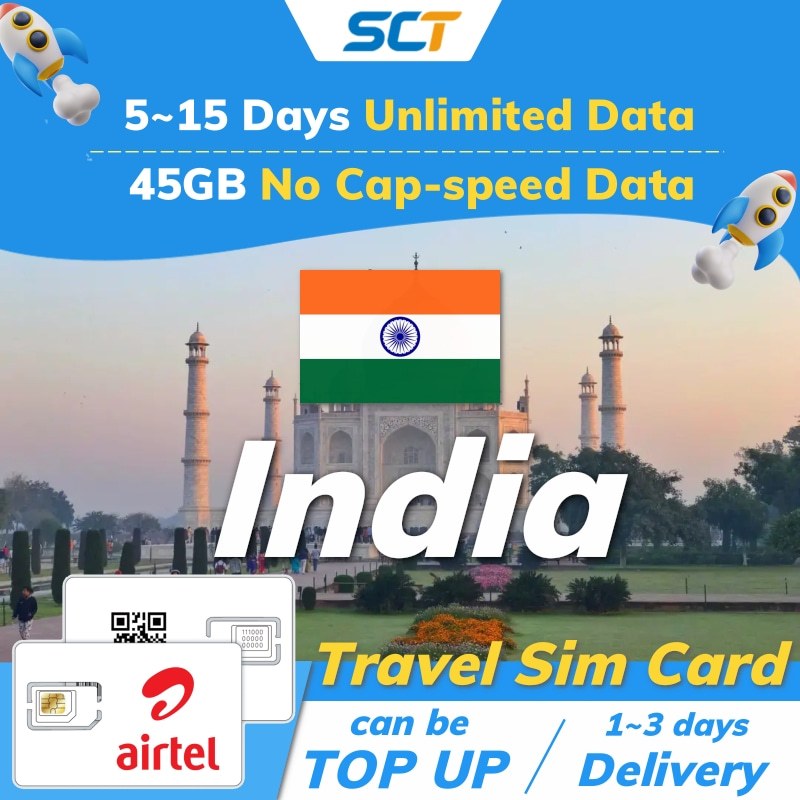 India Travel Sim Card 【30GB Nocap speed +Unlimited data】【515 days 】 4G/5G LTE Prepaid Cards