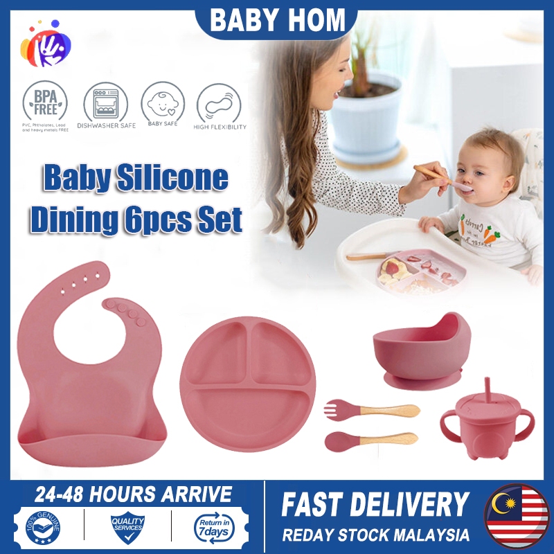 8pcs Baby Feeding Set - Toddler Weaning Supplies, Silicone Tableware, Straw  Cup, Suction Plate, Bib, Bowl, Utensils, Microwave & Dishwasher Safe,  Divider Design