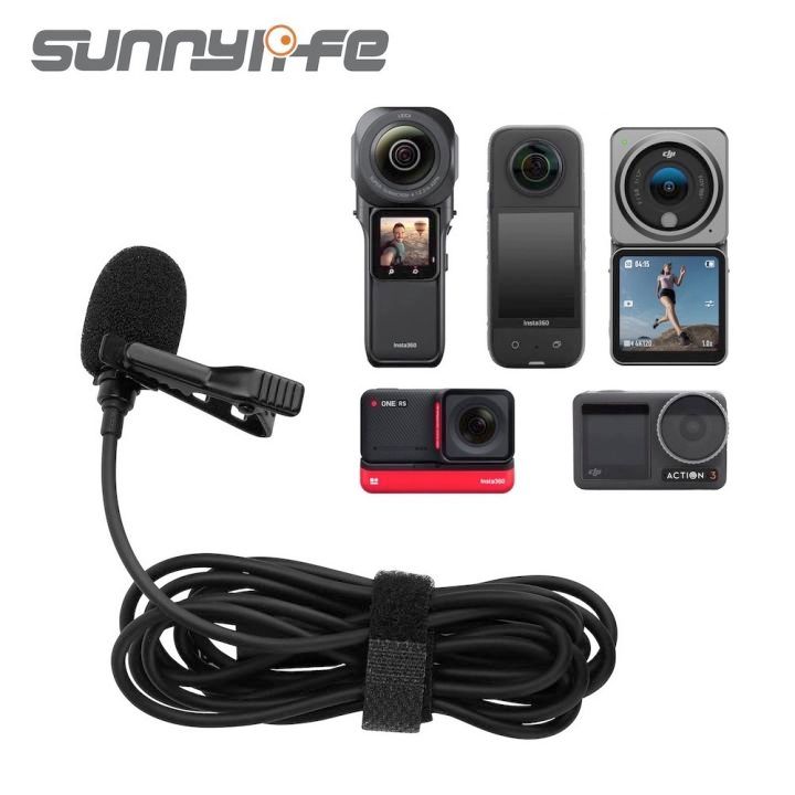 Micro cravate omnidirectionnel pour Insta360 ONE X2 X3, microphone cravate à clipser, anti-interférence, coupe-vent, Plug and Play