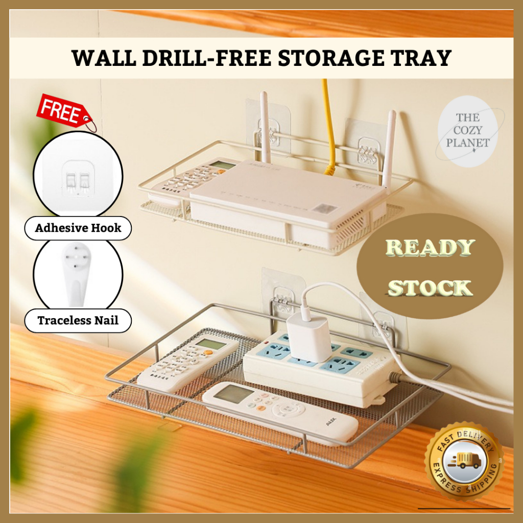 Wall Drill-Free Storage Tray Space Saving Book Vase Extension Rack ...