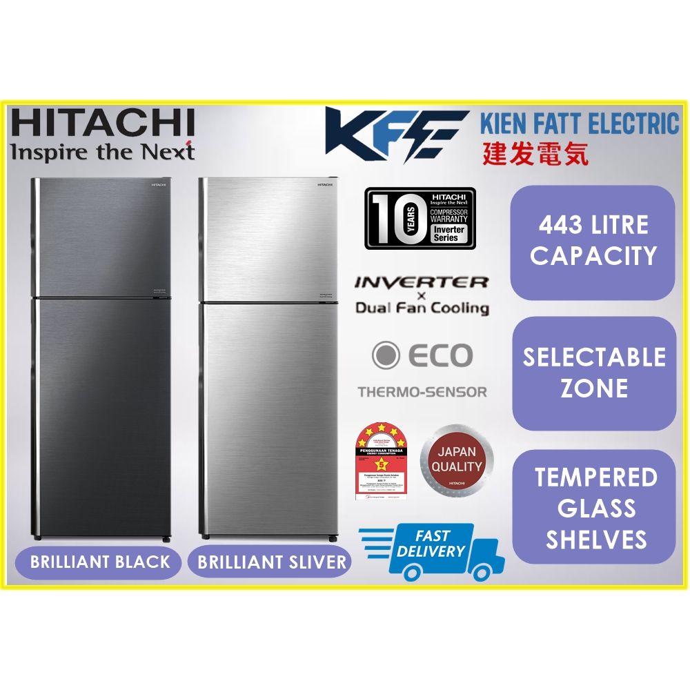 HITACHI STYLISH LINE SERIES INVERTER FRIDGE 443 LITRE RVX490PM9