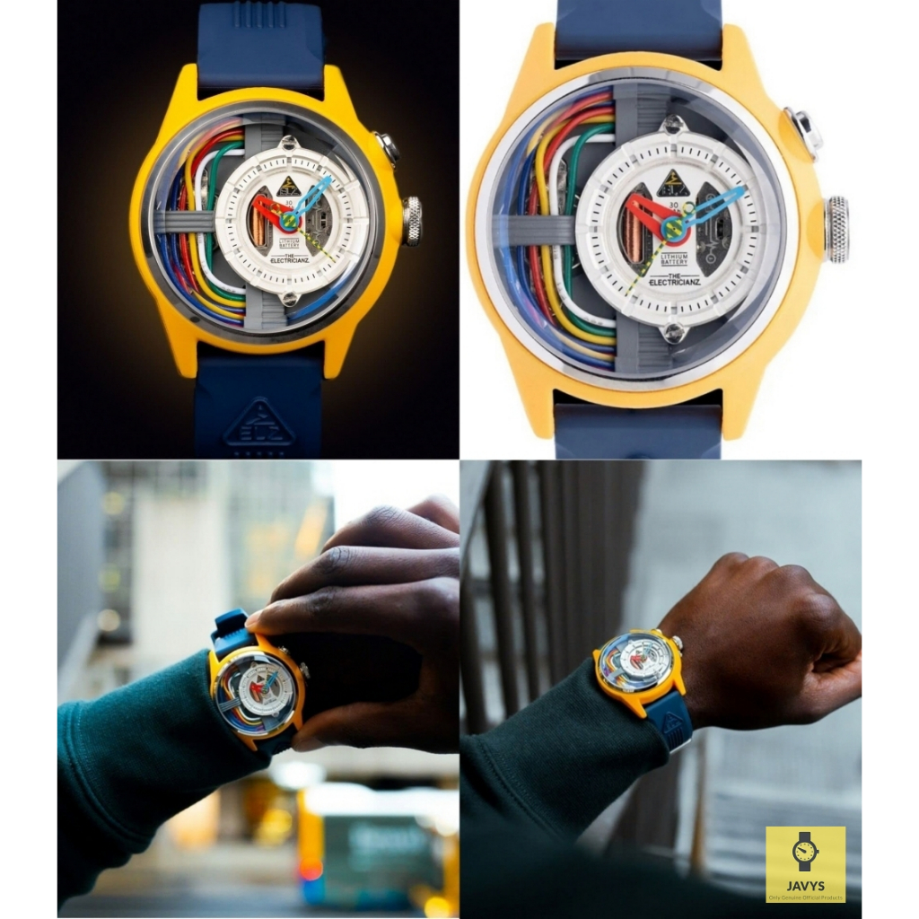 The Electricianz Orologio Uomo Carbon Z - Quadrante Scheletro Con Luci LED, Cinturino NATO Pelle Nera