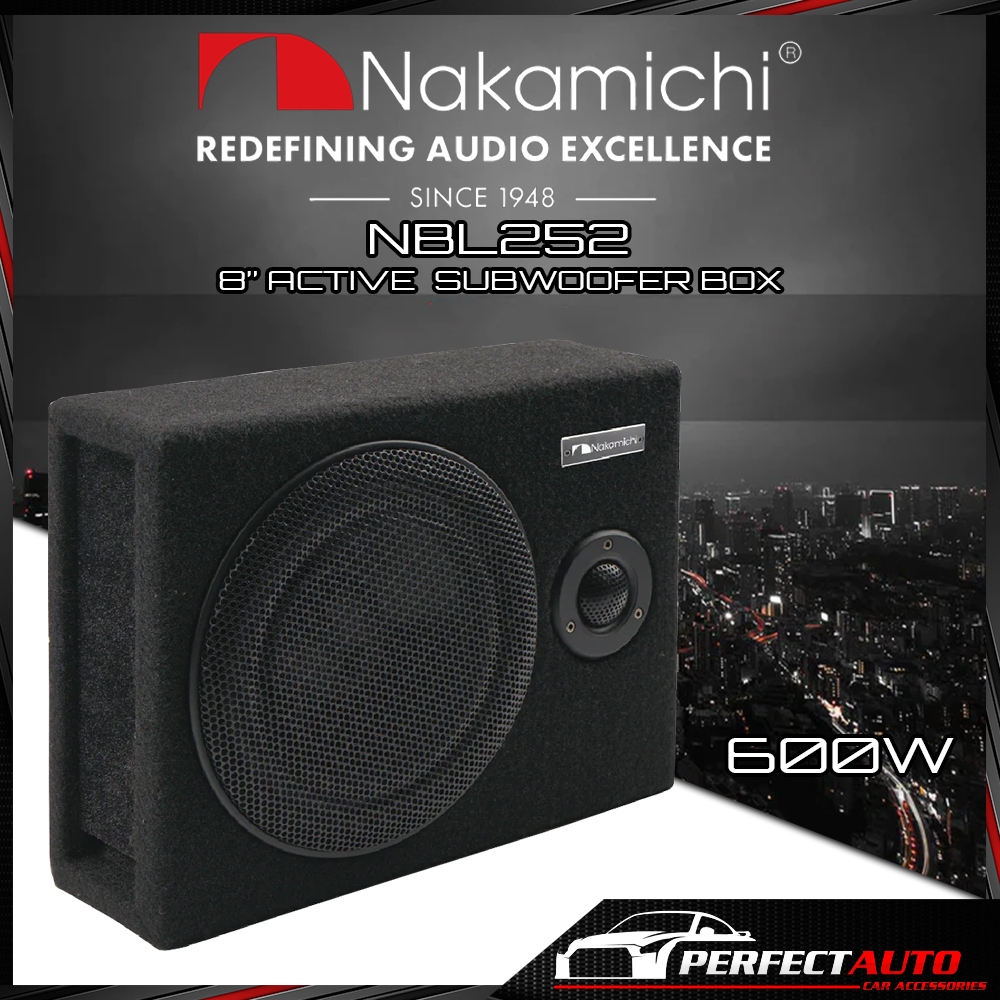 Nakamichi NBL252 8" Active Subwoofer Box Car Subwoofer Box
