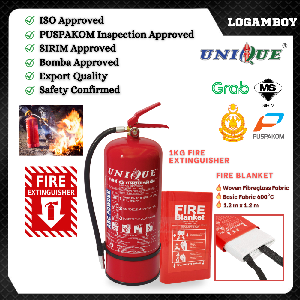 Mini Fireproof Pack 1kg Fire Extinguisher Fire Blanket Abc Powder Sirim 