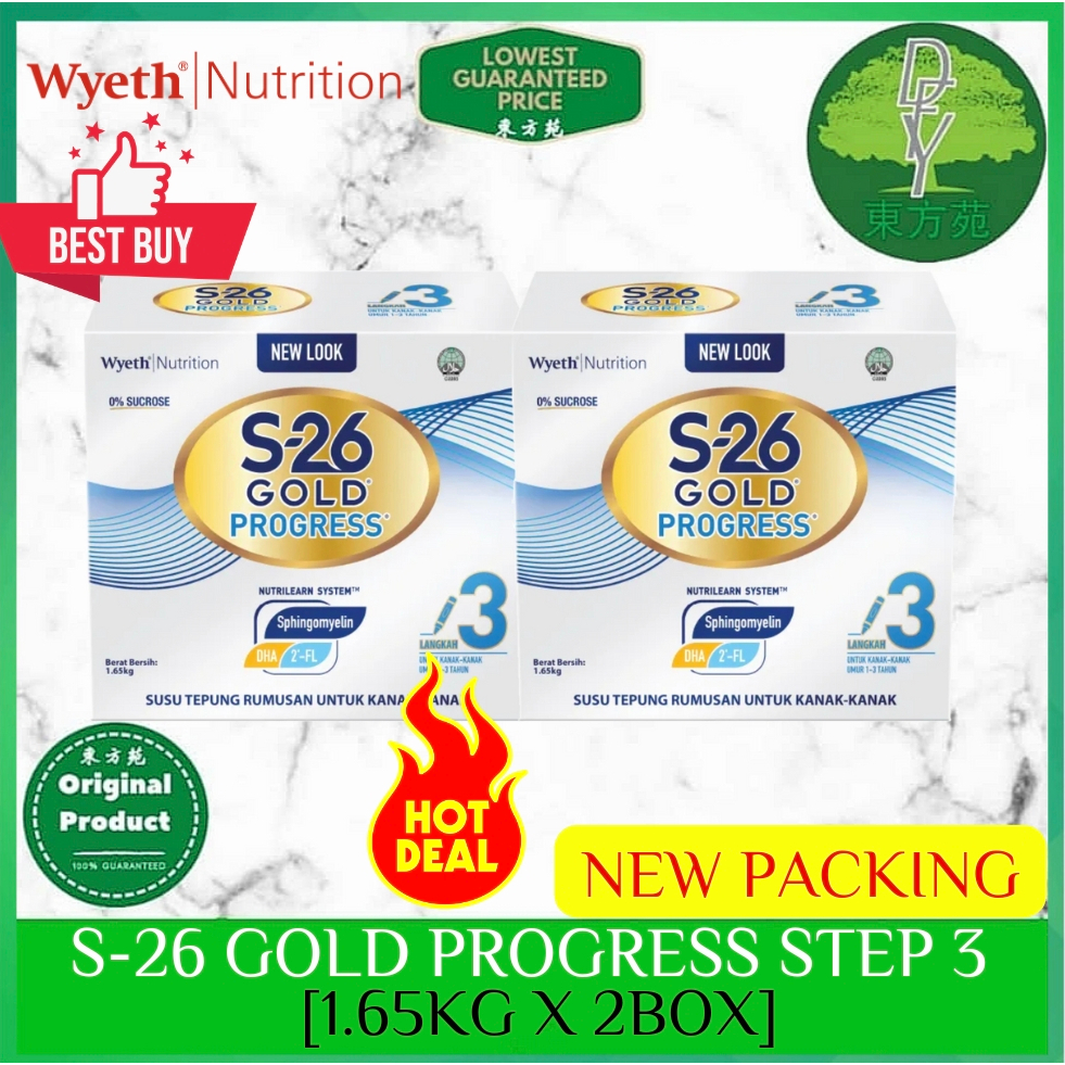 S26 Gold Progress Step 3 (1.65kg x 2) Exp: 07/2025 (Wyeth) | Shopee ...