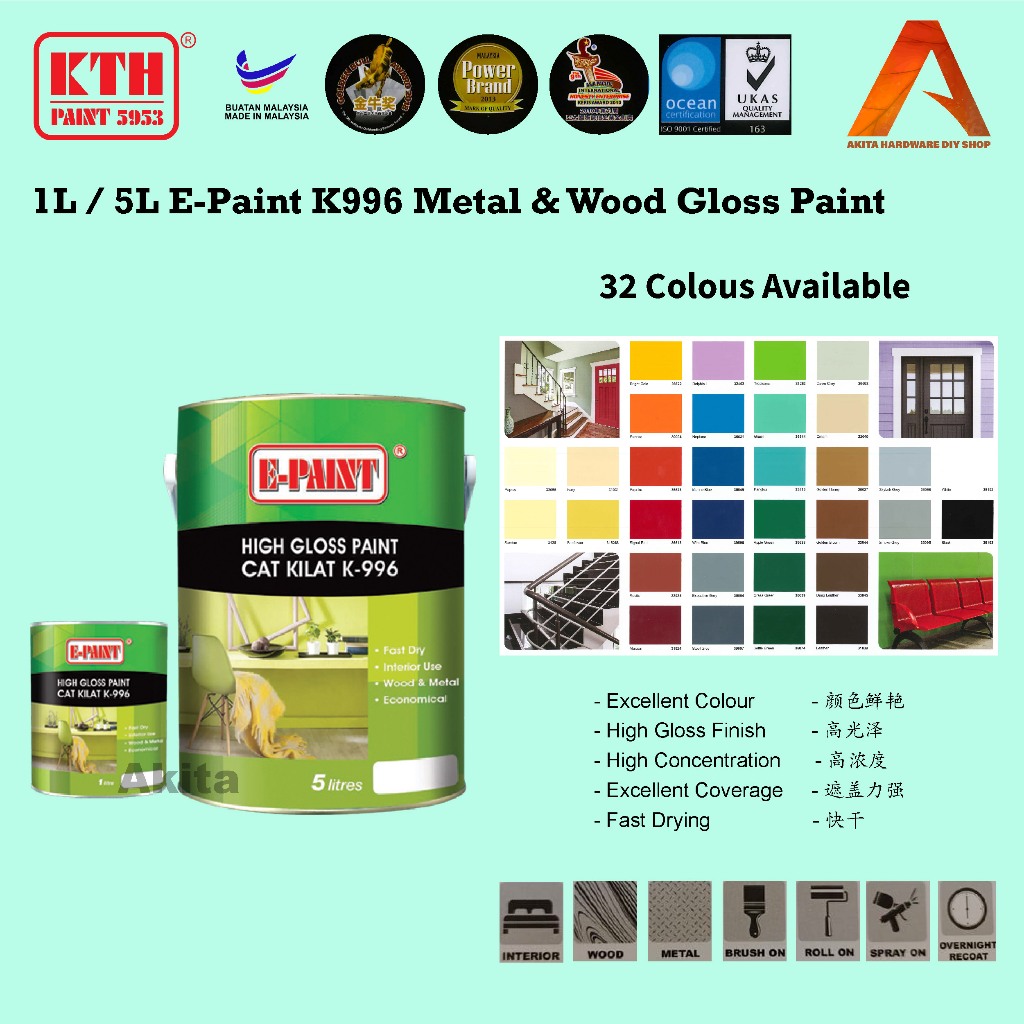 5L KTH K996 High Gloss Paint Wood Paint Metal Paint Iron Paint / Cat