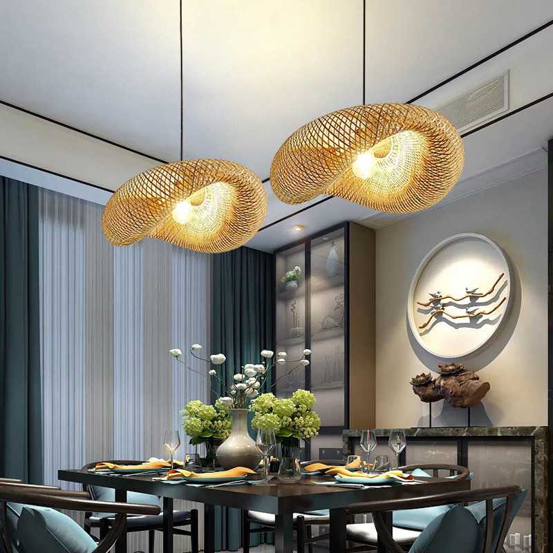 Rattan Lamp Pendant Light Bamboo Vintage Hanging Lamp Shades Ceiling ...