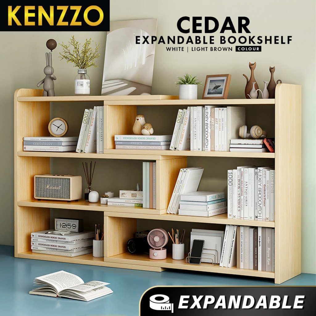 Kenzzo Extendable Bookshelf and Storage Shelf / Bookcase Storage