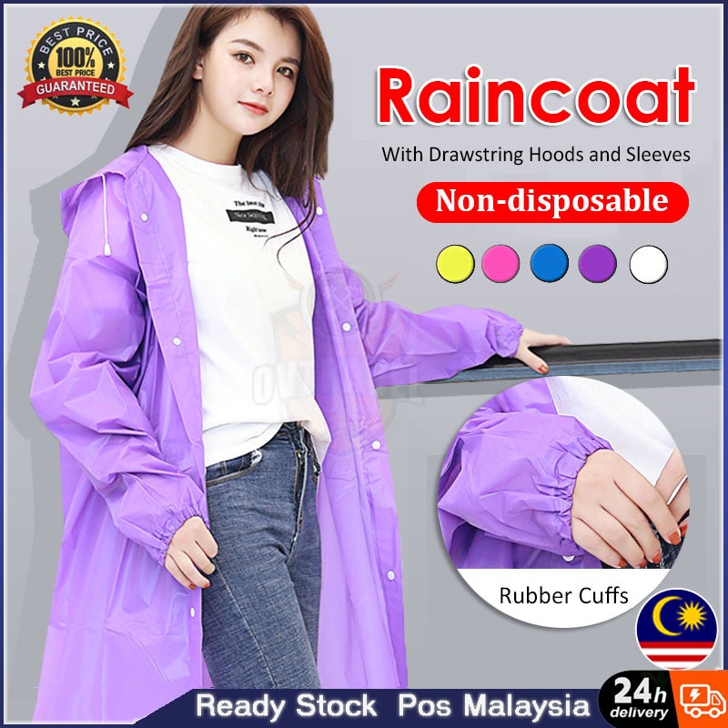 Stylish Hooded Women Raincoat Outdoor Long Poncho Waterproof Rain Coat  Rainwear