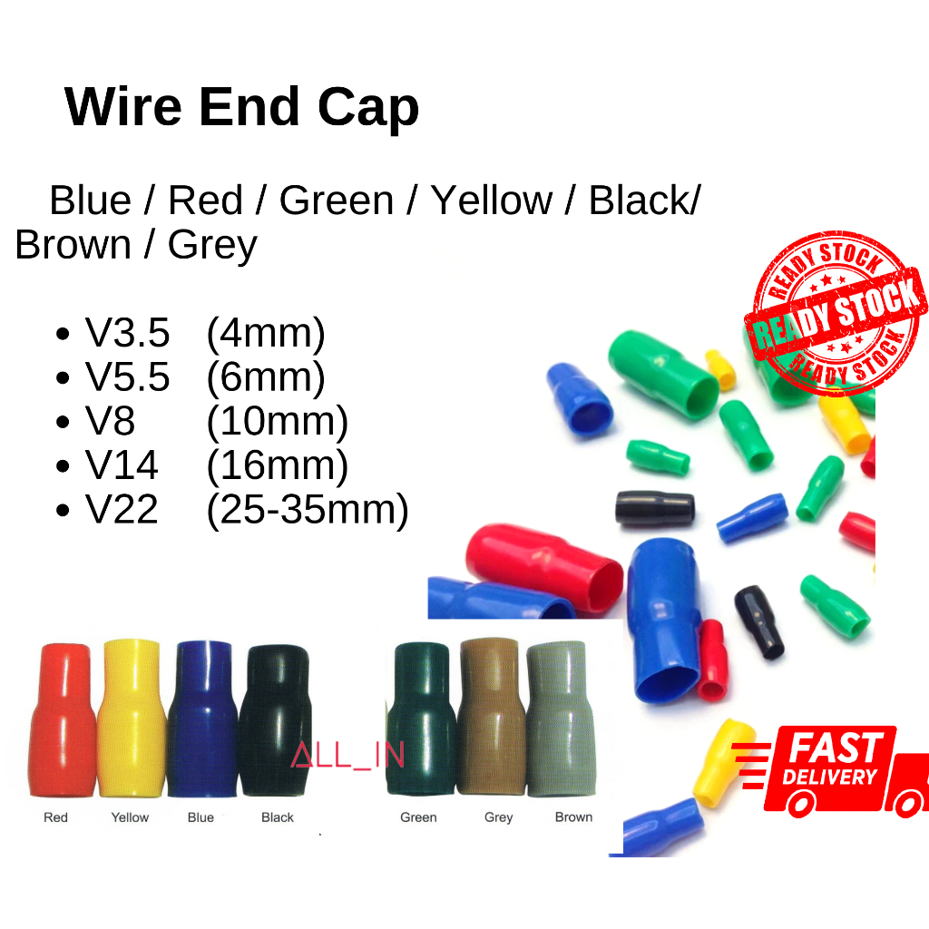 (10 Pcs) Eco Wire End Cap Sleeve Protection Wire size 4mm to 35mm ...