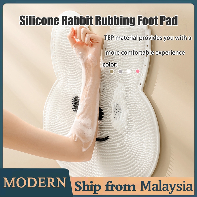 Tapis De Massage Pieds Lapin En Silicone 2024 - Tapis Anti-Dérapant Douche, Massant Et Nettoyant Pour Pieds Et Dos (45x45cm, Blanc)
