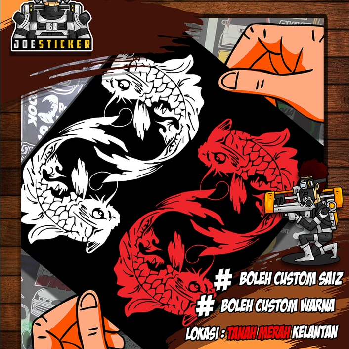 sticker ikan koi saiz 5.2x11.5 inci, sesuai utk kereta dan motosikal ...