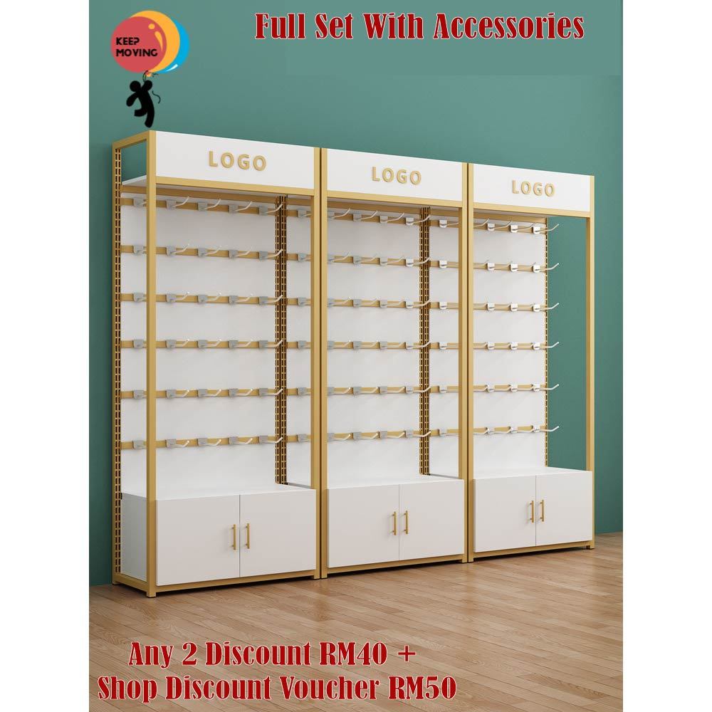 Adjustable Display Rack Cabinet Kabinet Rak Paparan Full Set With ...