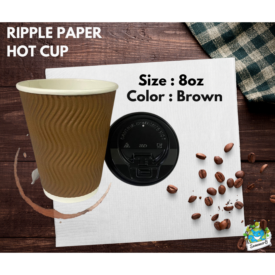 (25Pcs) 8oz & 12oz Ripple Paper Hot Cup / Disposable Paper Cup / Paper ...