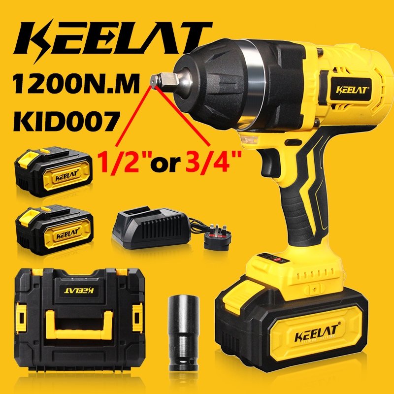 KEELAT KID007 1200N.M 8.0AH Batteri Cordless Impact Wrench High Torque
