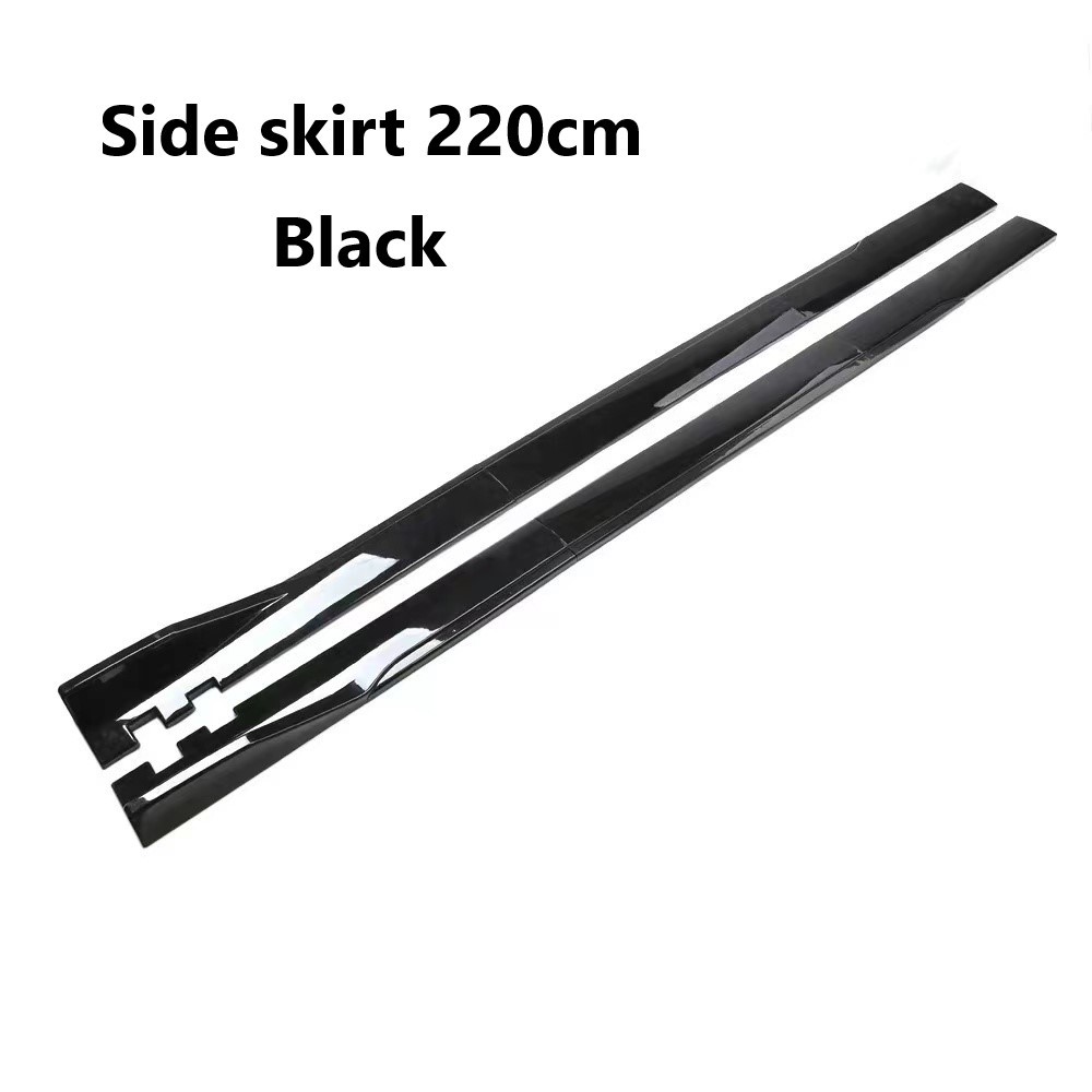 Universal Car Side Skirt BLACK Extensions Rocker Panel Splitters Lip ...