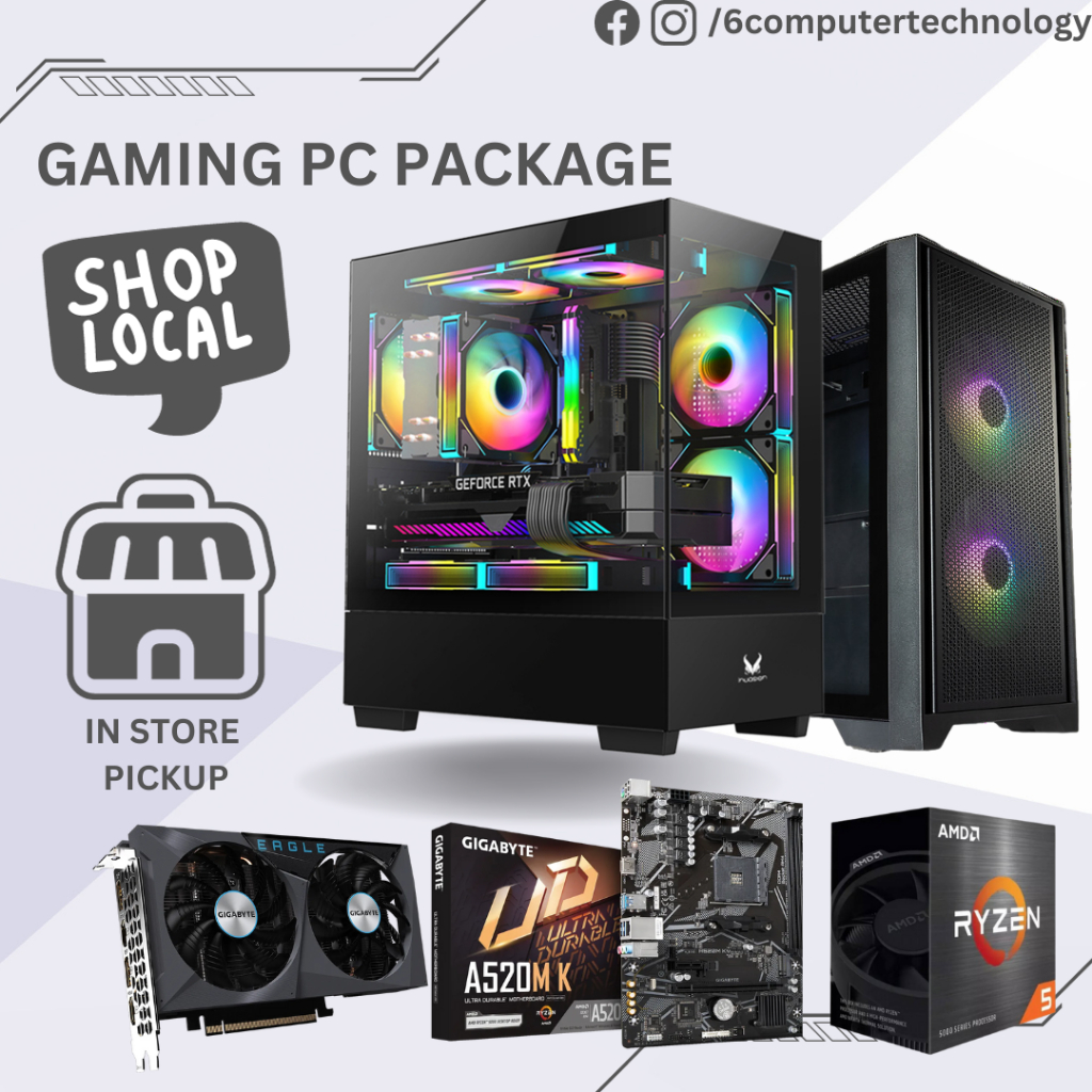 Gaming PC Fullset Ryzen 5 5500 RYZEN 5 7500F RTX 3050 RTX 3060 RTX 4060 ...