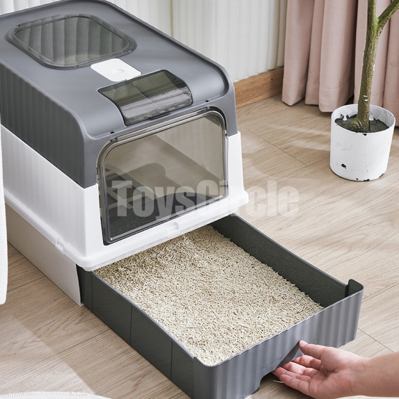 ️READY STOCK ️Foldable Drawer Large Cat Litter Box Anti Splash Drawer ...