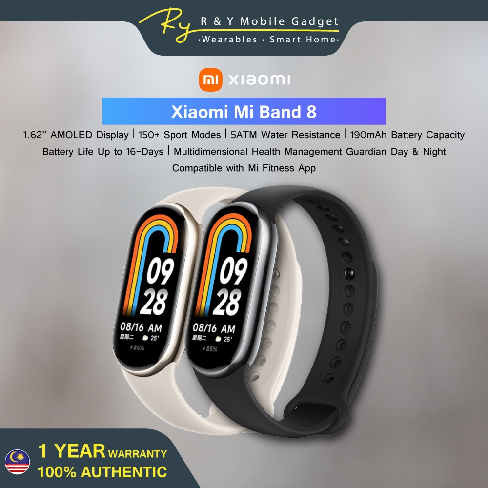 Xiaomi Smart Band 8 Bracelet, Mi Malaysia Warranty, 1.62 AMOLED, 190mAh  Battery