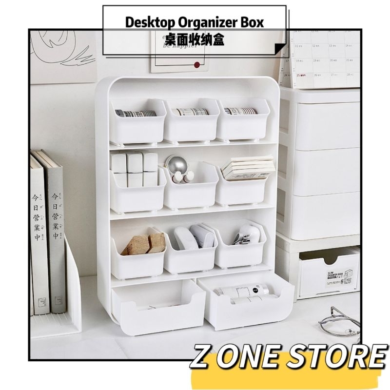 🦁 Simple Desktop Multi Compartment Drawer Storage Box Student Desktop ...