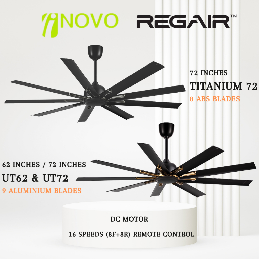 Regair Inovo Titanium 72 UT84" UT72" UT62" Ceiling Fan Aluminium Blades