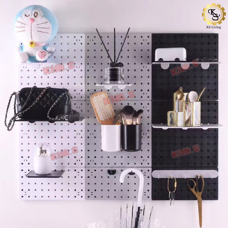 Kim.S Pegboard Wall Shelf Display Rack Room Decoration Perforated Board ...