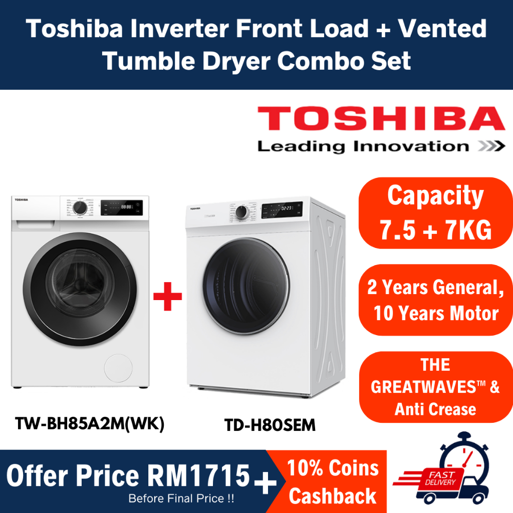 [FREE SHIPPING] Toshiba / Haier 7.5KG Front Loading Washer And 7KG ...