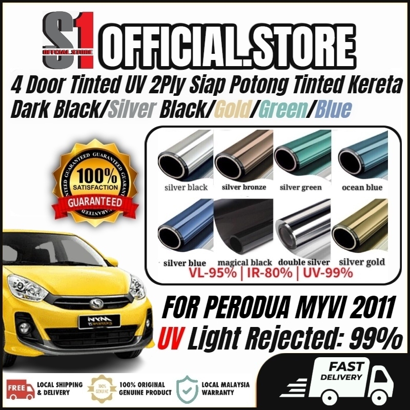 Perodua Myvi 2011 2016 4 Door Tinted Uv 2ply Siap Potong Tinted Kereta Dark Blacksilver Black 8259