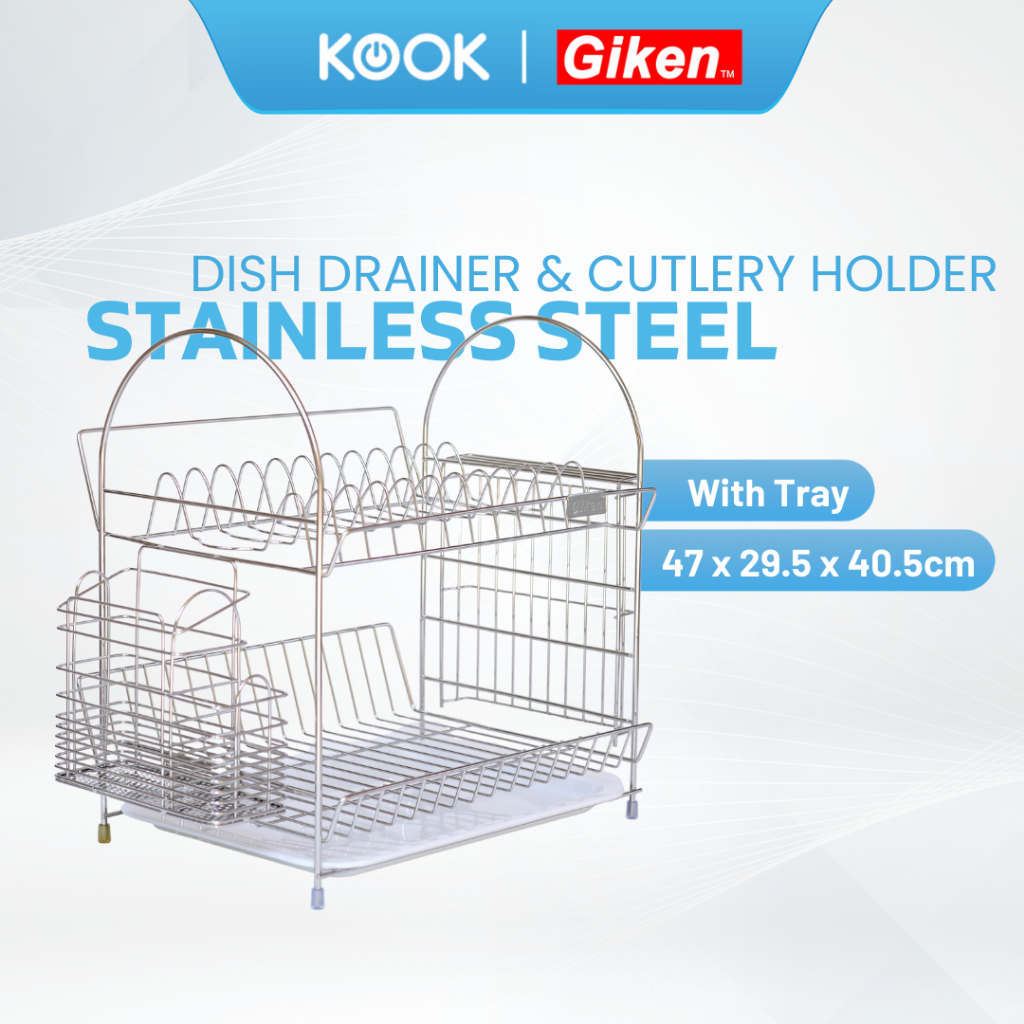 GIKEN Rak Pinggan Mangkuk Dish Rack Stainless Steel Rak Sinki Dapur Storage Rack Kitchen Dish Drainer 2 Layer Shopee Malaysia