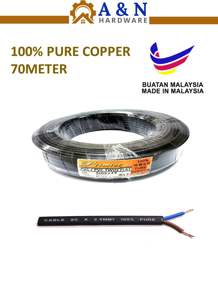 100% FULL PURE COPPER PVC Pin Cable /Twin Flat ( PIN WIRE ) 2.5 MM X 2C ...