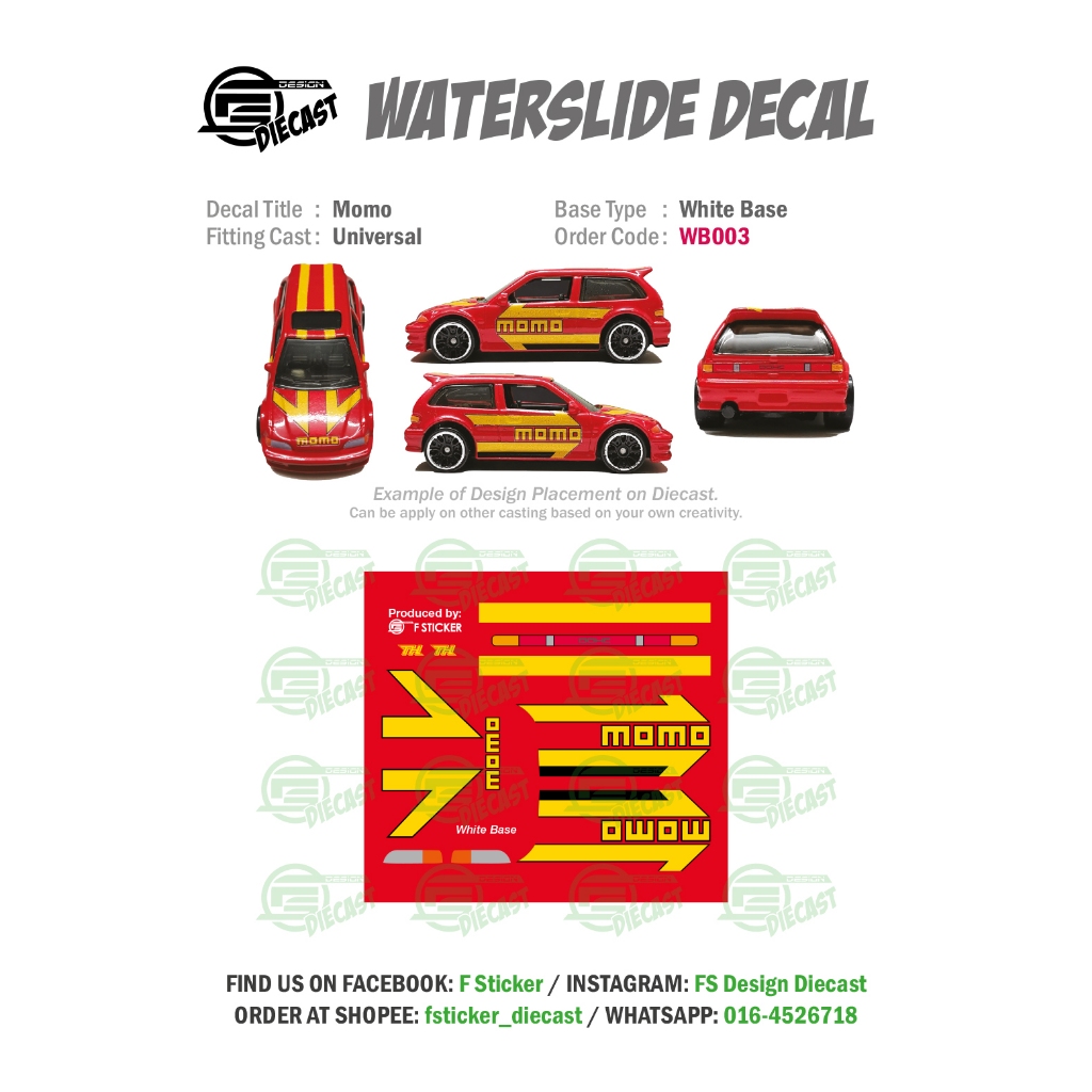 WB003 - Momo Racing 1/64 Diecast Waterslide Decal - White Base | Shopee ...