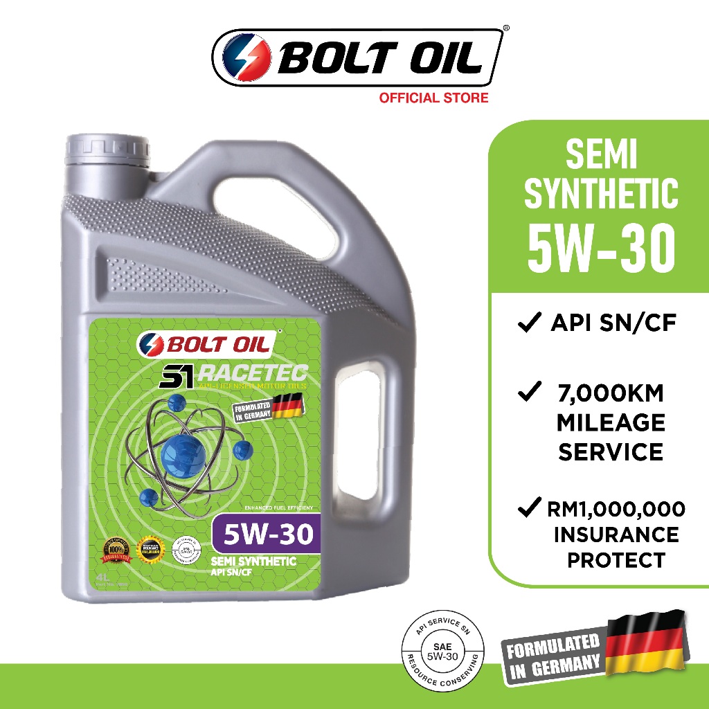 BOLT OIL API SN 5W30 4L Semi Synthetic Engine Oil Lubricant Minyak ...
