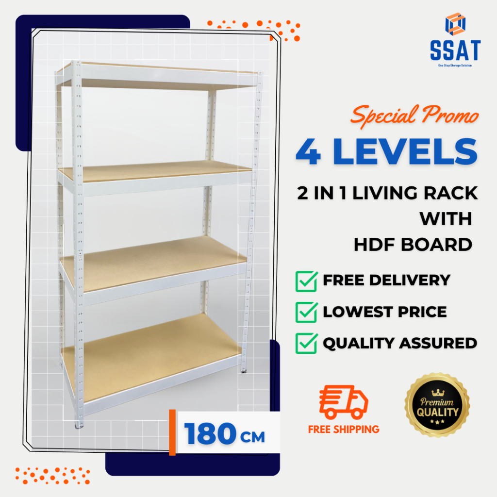 SSAT Adjustable Metal Boltless Rack Shelf 1800mm (H) 4 level SSE HDF ...