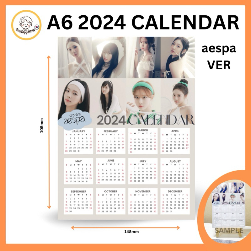 [FANMADE K-POP CALENDAR] AESPA 2024 CALENDAR (A6 SIZE, GLOSSY ...