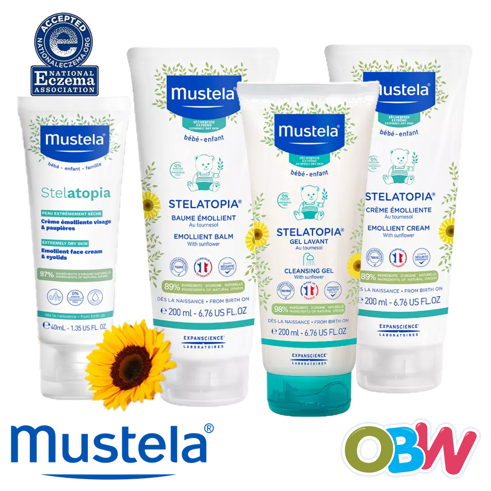 Mustela Extremely Dry Skin Stelatopia Emollient Cream Face Balm Cleansing Gel Eczema