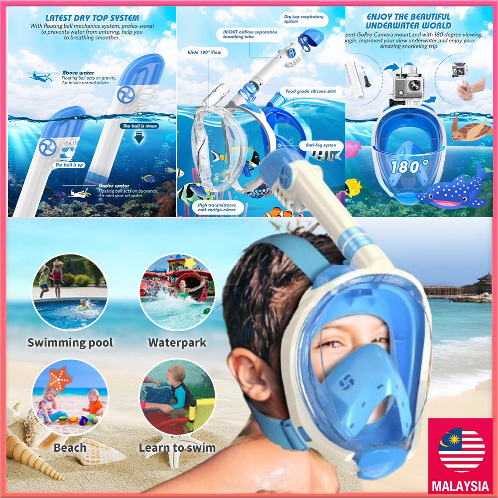 📦 Malaysian stock📦 Diving Mask Snorkel Full Dry Adult Children