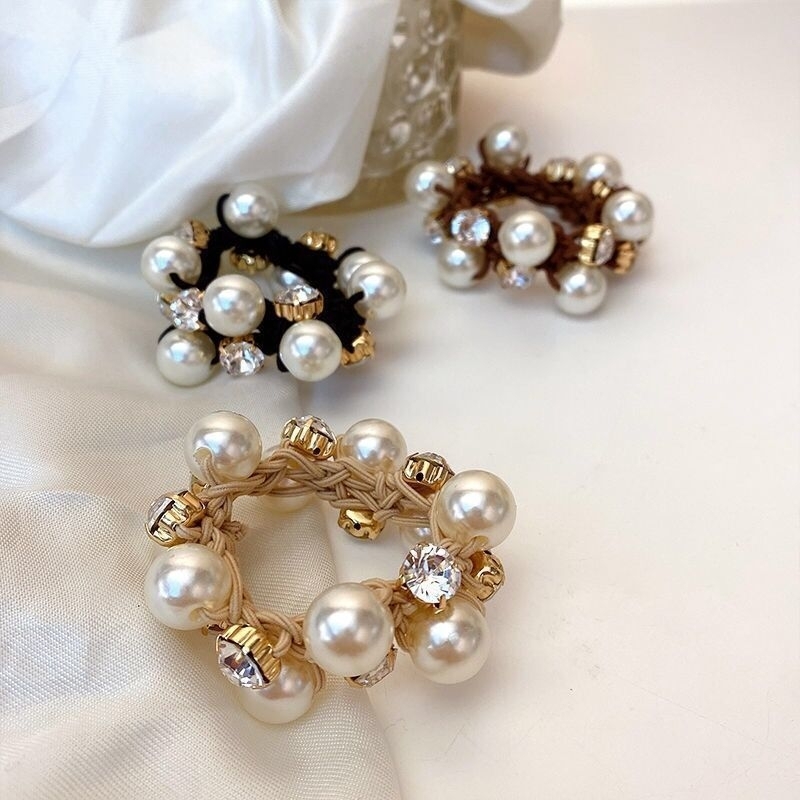 LZ Getah Rambut Manik Elegan Ala Mutiara Fake Pearl Hair Tie Korean ...