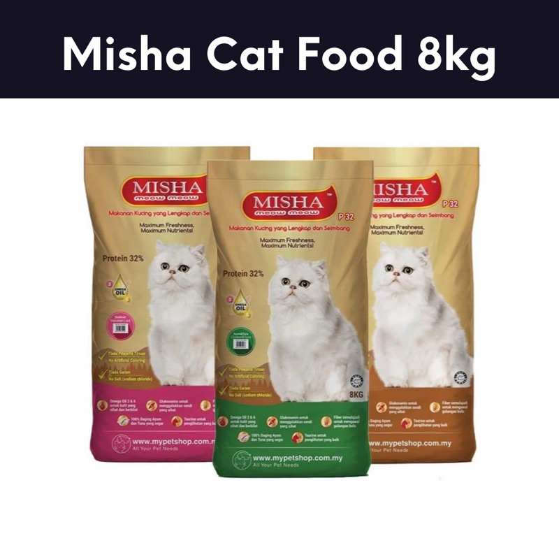MISHA Cat Dry Food 8KG (Ocean Fish, Seafood, Chicken Tuna ) Cat Food