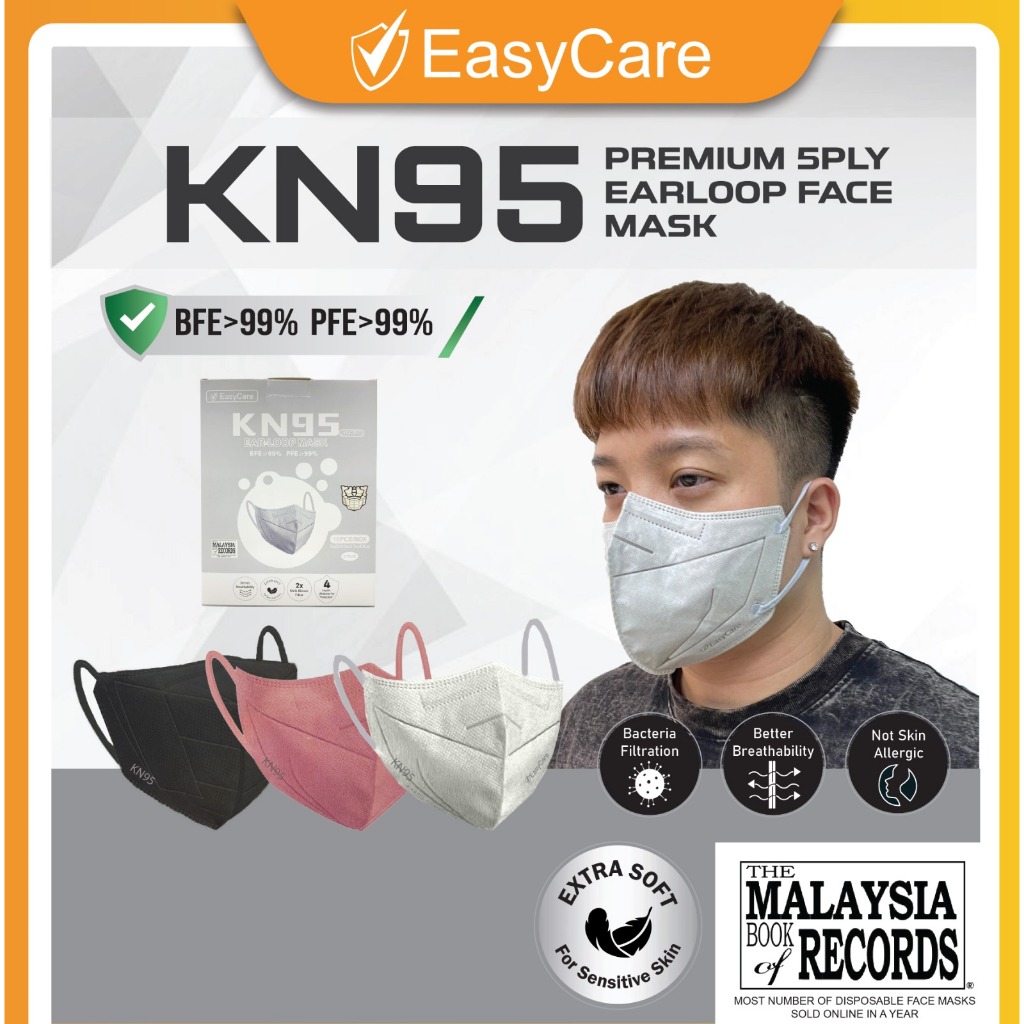 【EASY CARE】KN95 COLOUR MASK 5 LAYERS PROTECTION KN95 EARLOOP ADULT FACE ...