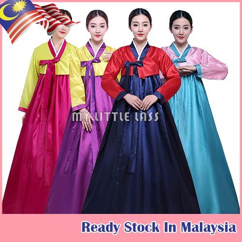 Adult Women Traditional Long Sleeve Korean Hanbok Dress Costume