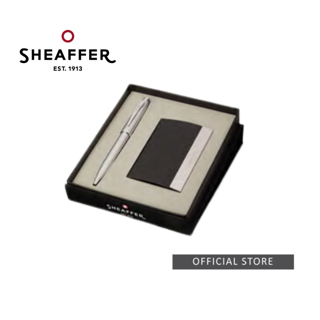 Sheaffer 100 9306 Brushed Chrome Ballpoint with Business Card Holder ...