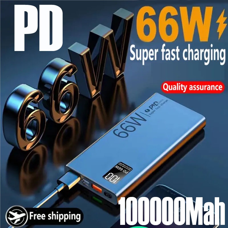 66w Power Bank 100000mAh Super Fast Charge Powerbank USB Type C PD