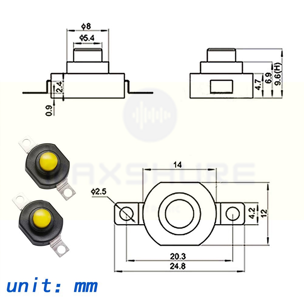 [Maxshure] 2 Pin Mini Push-on /off Button Mini Circular Tap Switch DIY ...