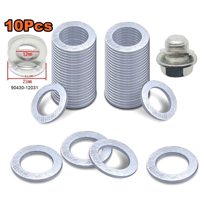 10Pcs Oil Drain Plug Gasket Washer Oil Sump Nut Plug Crush Pan Washer Seal Gasket Engine Parts