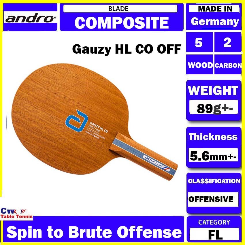Andro Gauzy HL CO OFF CARBON TABLE TENNIS BLADE 5+2CARBON PING PONG