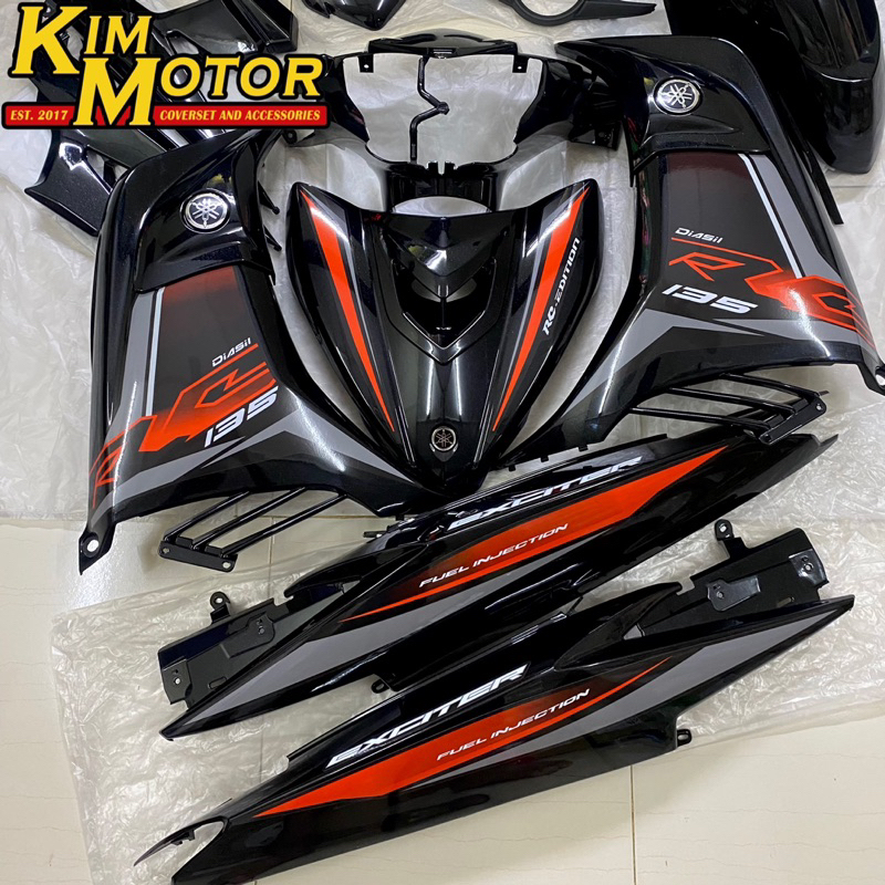 Coverset Lc V V Original Velozi Metallic Black Exciter Rc Orange Oren Shopee Malaysia