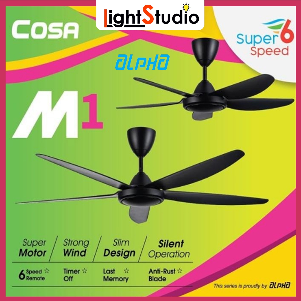 Alpha Cosa M1 Ceiling Fan Matt Black | Shopee Malaysia